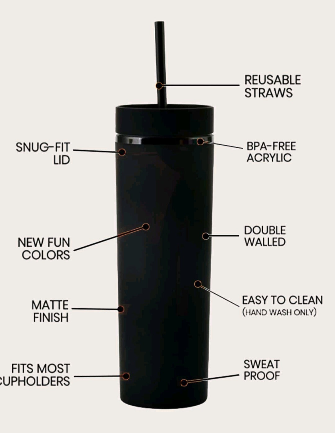 Matte Black Straw Tumbler