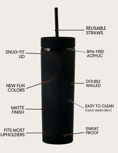 Matte Black Straw Tumbler